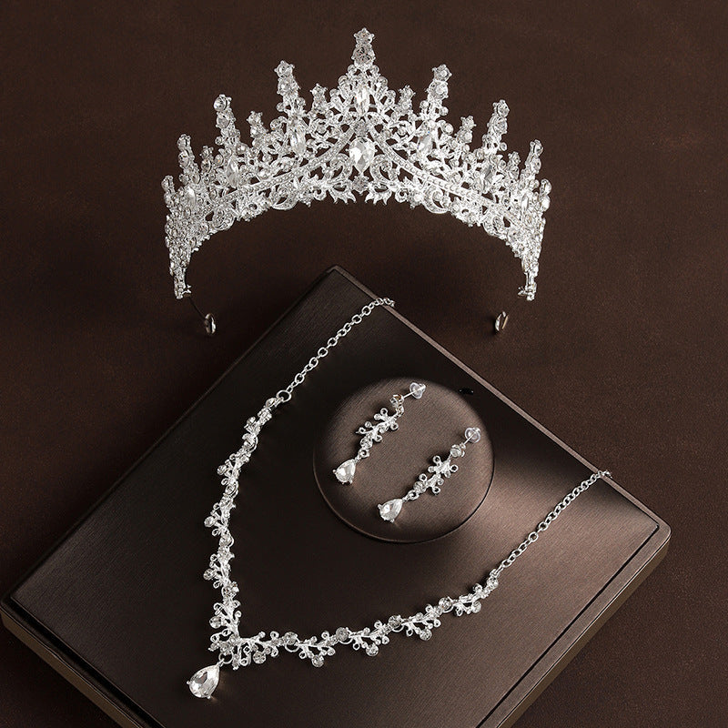 Retro Atmospheric Rhinestone Birthday Crown Hair Accessories Three-piece Suit