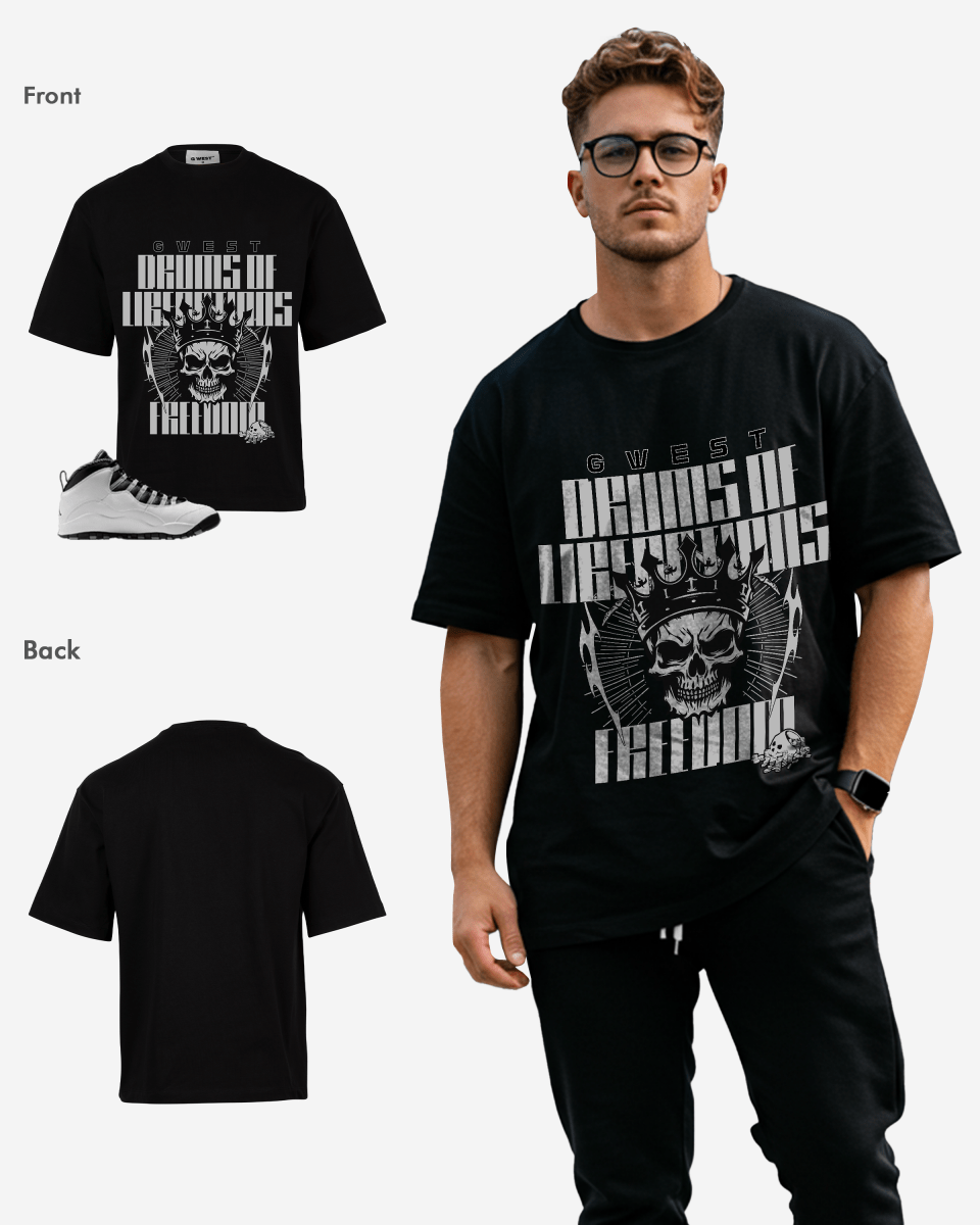 G West Drums Of Liberations Oversized T-Shirt Mens