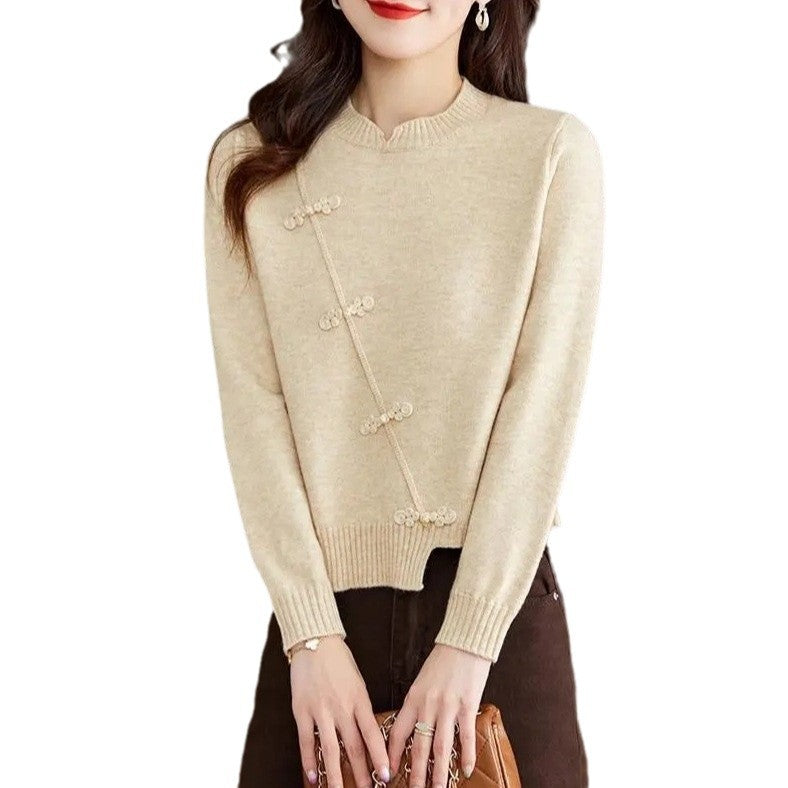 Red Thickened Knit Sweater New Irregular Temperament