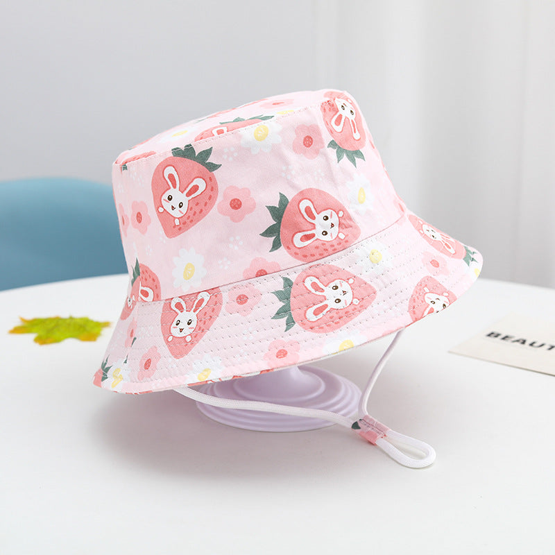 Printed Bucket Hat Cute Car Dinosaur Summer Beach Pure Cotton Fisherman Hat For Babies