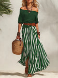 Women's Off-Shoulder Top & Slit Maxi Skirt Set