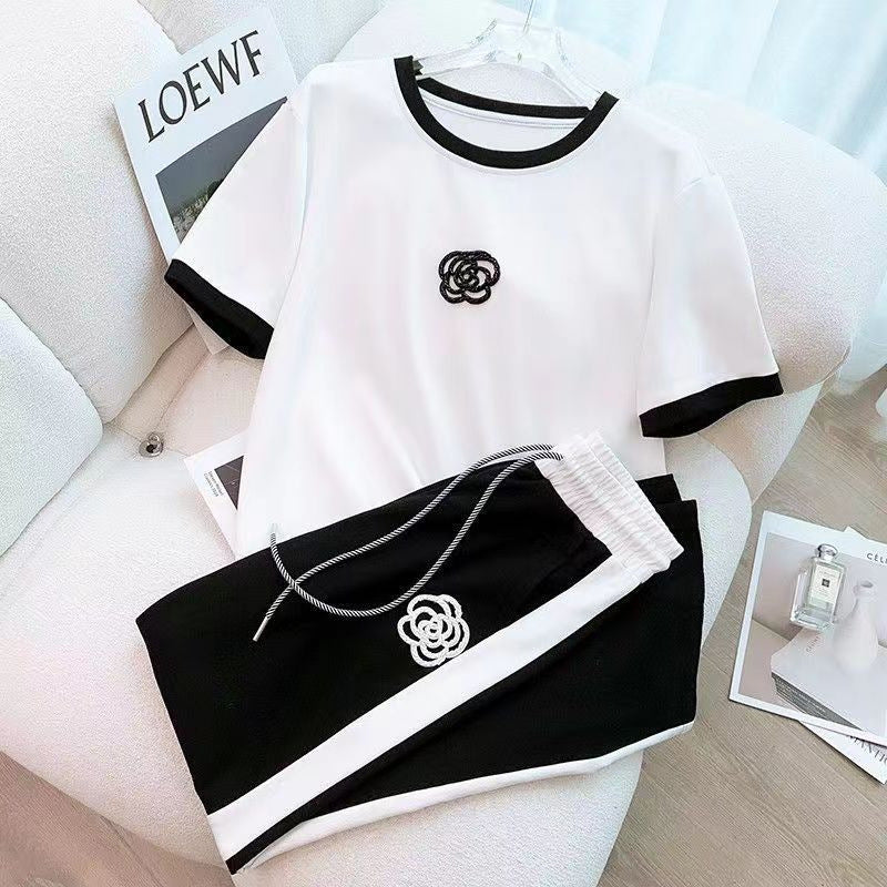 Fashionable And Youthful Wide-leg Pants Two-piece Set