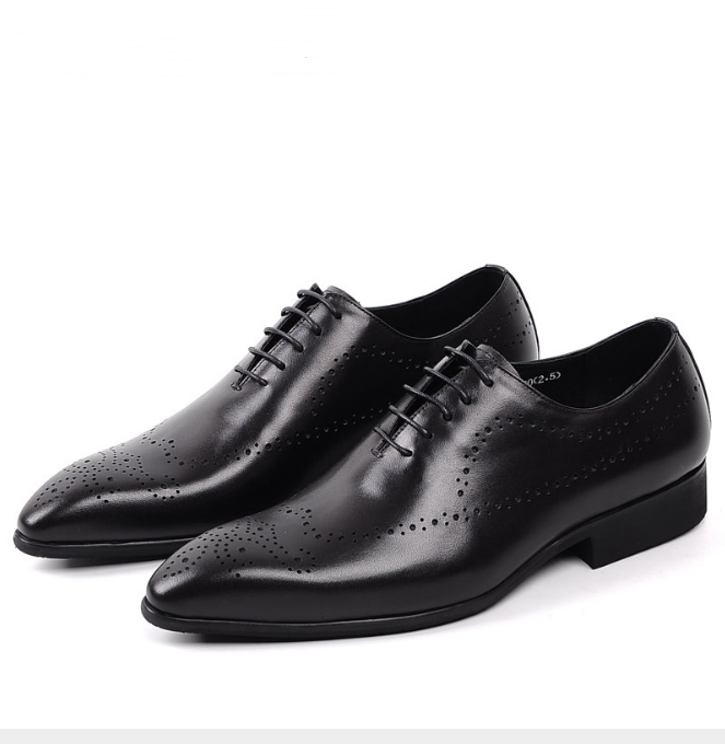 Men's Leather Brogue Dress Shoes - Vintage Style