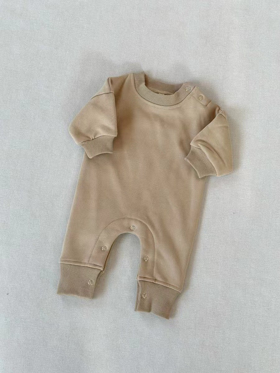 Children's Fleece Solid Color Stylish Thick Romper Jumpsuit