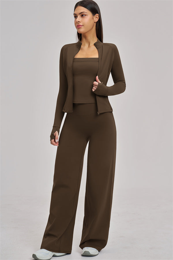 The Swoon Jacket Tank Top Flared Leggings 3-Piece Set