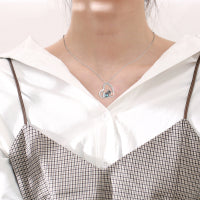 925 Sterling Silver Squirrel Abalone Shell Cubic Zirconia Cute Animal Heart Pendant Necklace