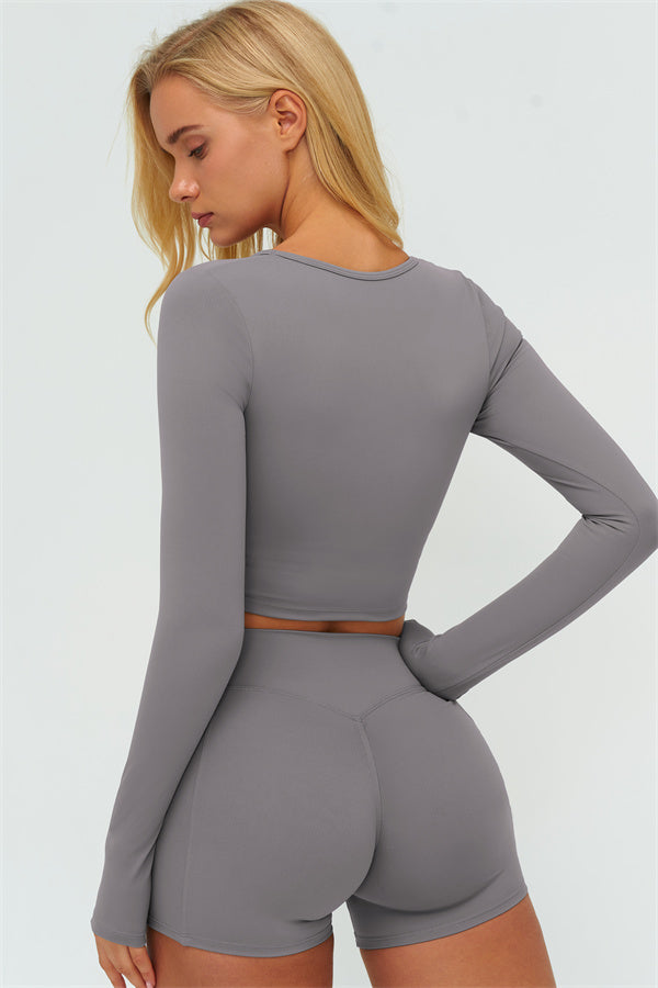 The Lushness Long Sleeve Crop top Shorts 2-Piece Set