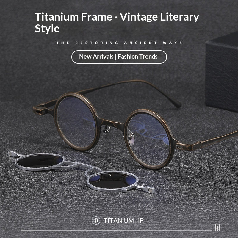 Pure Titanium Small Round Sunglasses – Retro Luxury Shades