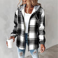 Plaid Drawstring Hoodie Shirt