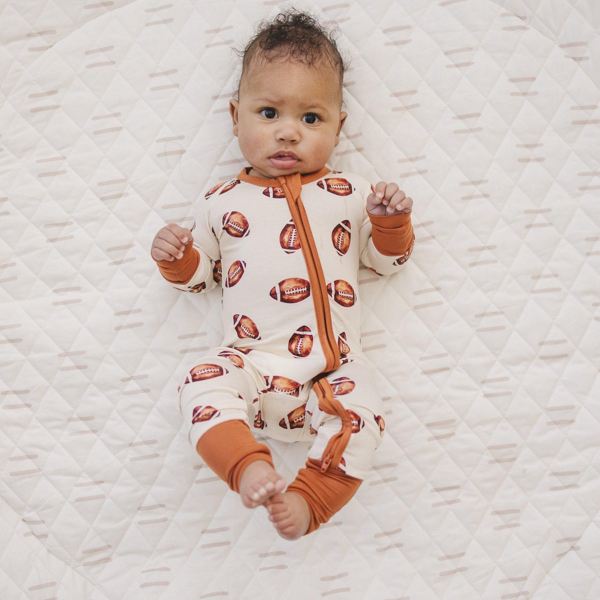 Football Print Bamboo Zippy Romper
