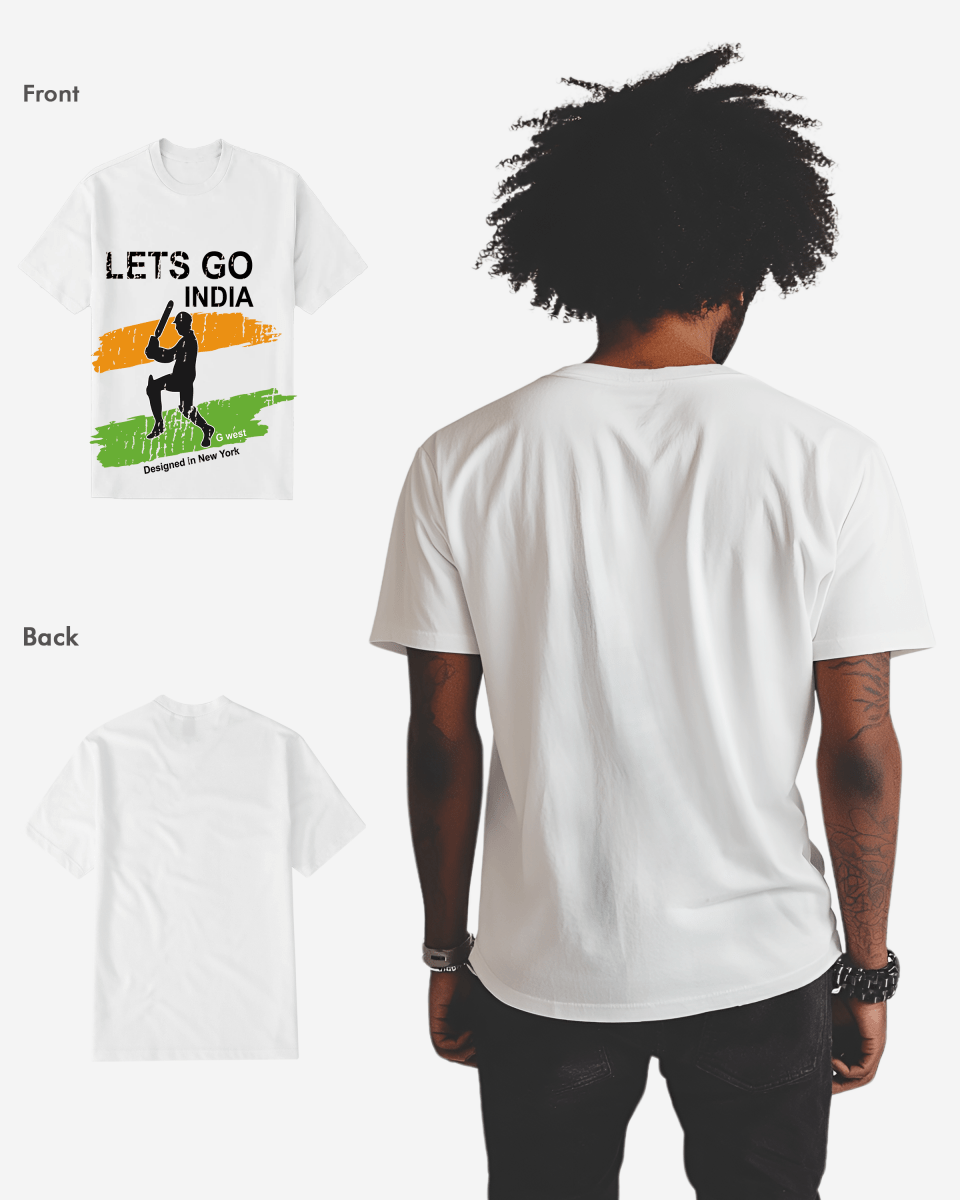 G West Cricket Lets Go India T-Shirt Mens