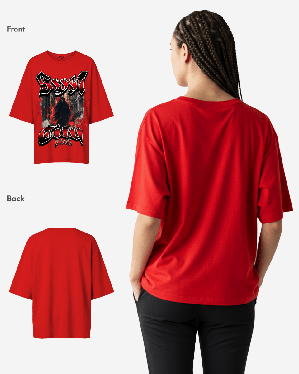 G West Womens Ghost City Oversized Tee