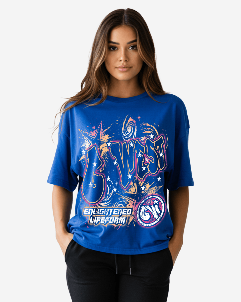G West Womens Illuminated Soul Double Hit Premium Oversized Tee Front And Back Print