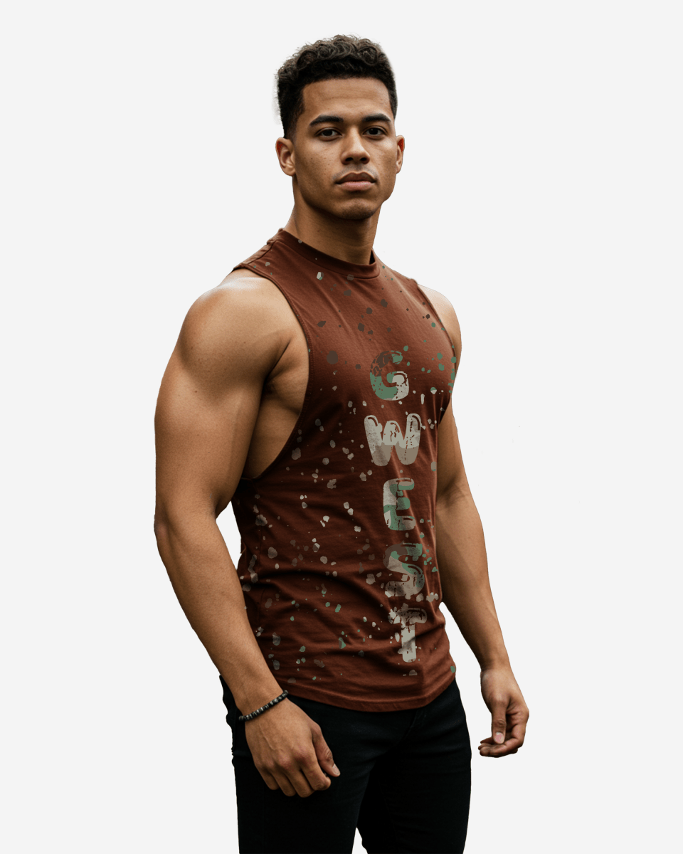 G  WEST LOGO ARMY SPLATTRE BROWN TANKS