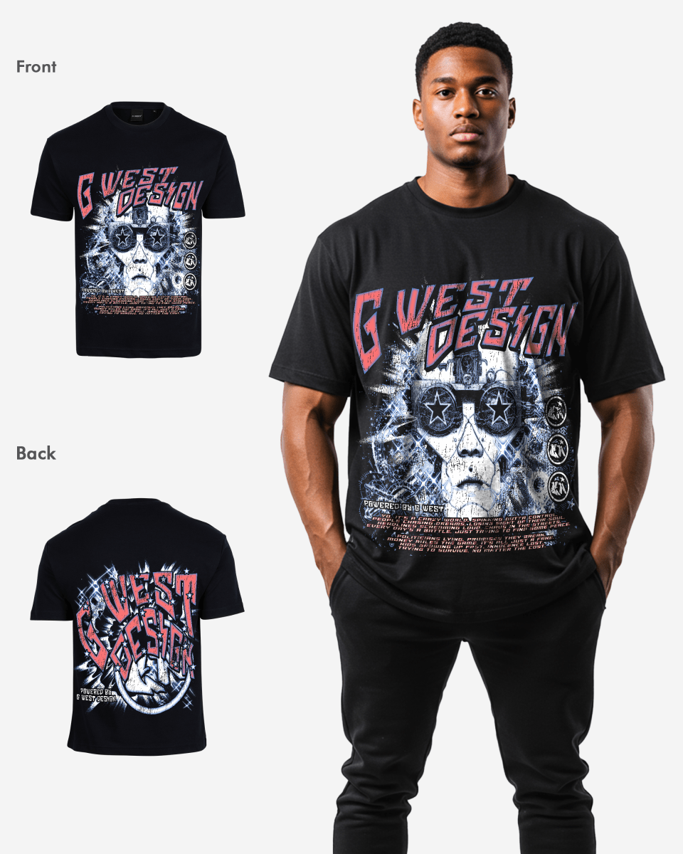 G West Mens  Chasing Dreams Premium Oversized Tee Front And Back Print