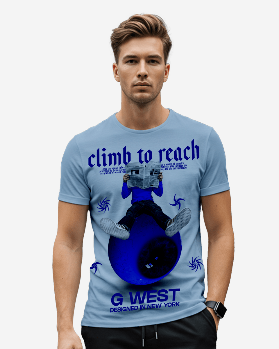 G West Mens News Paper Light Blue Tee