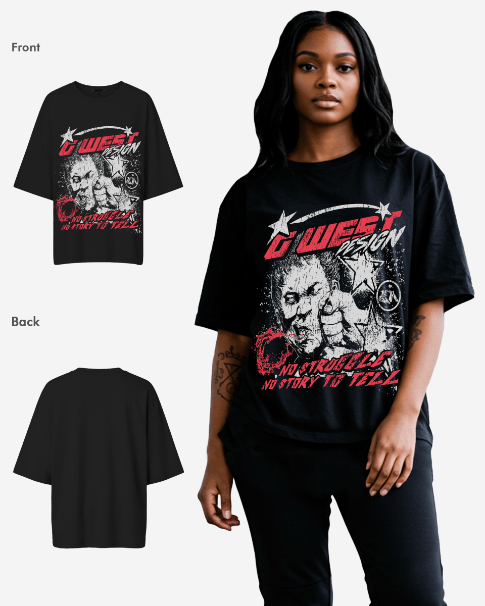 G West Womens No Struggle No Story Oversized Tee