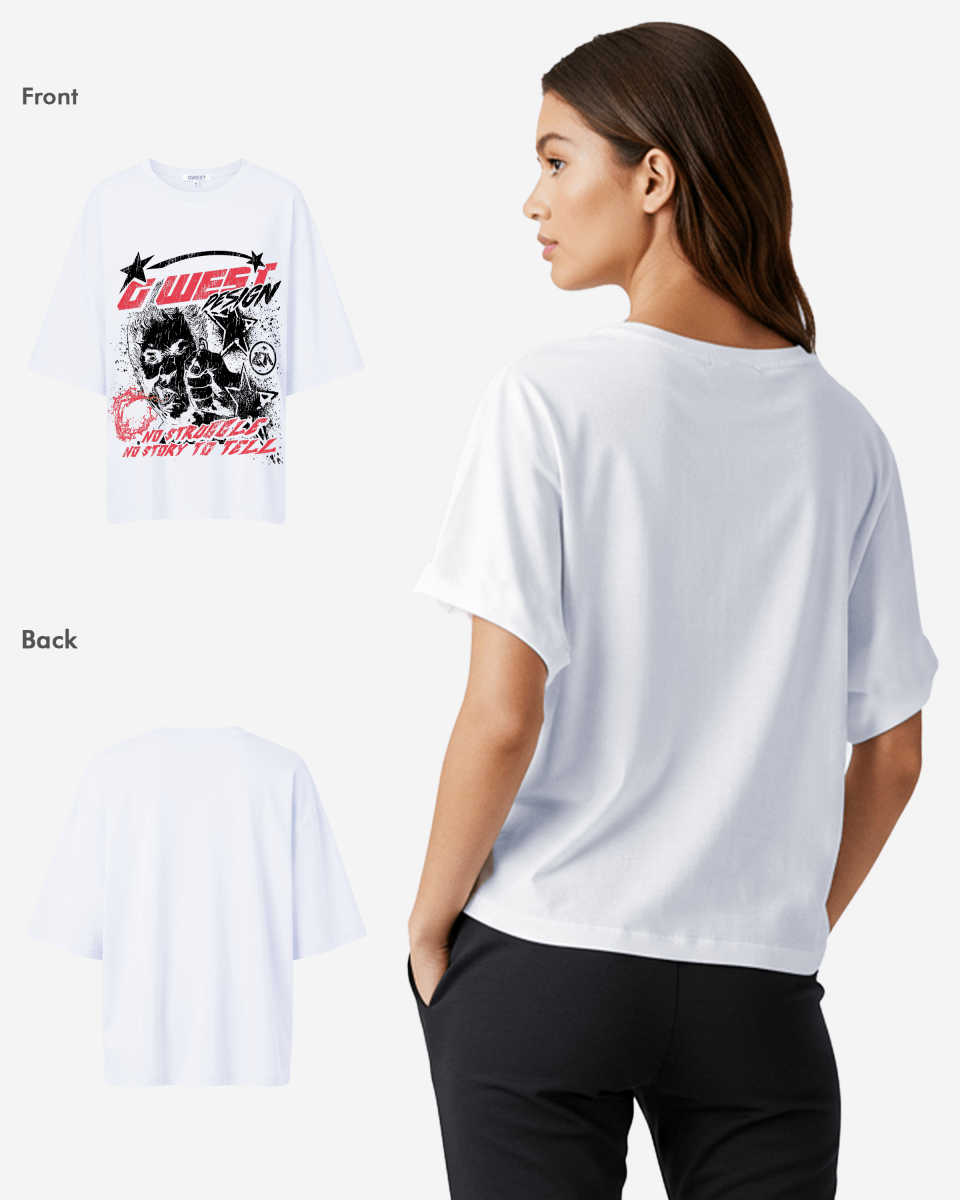 G West Womens No Struggle No Story Oversized Tee