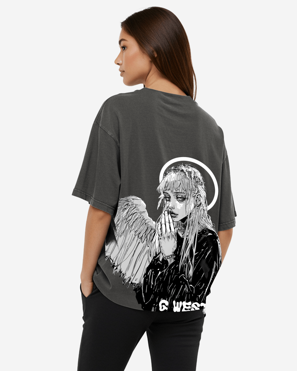 G West Womens Oversized Angel Girl Tee