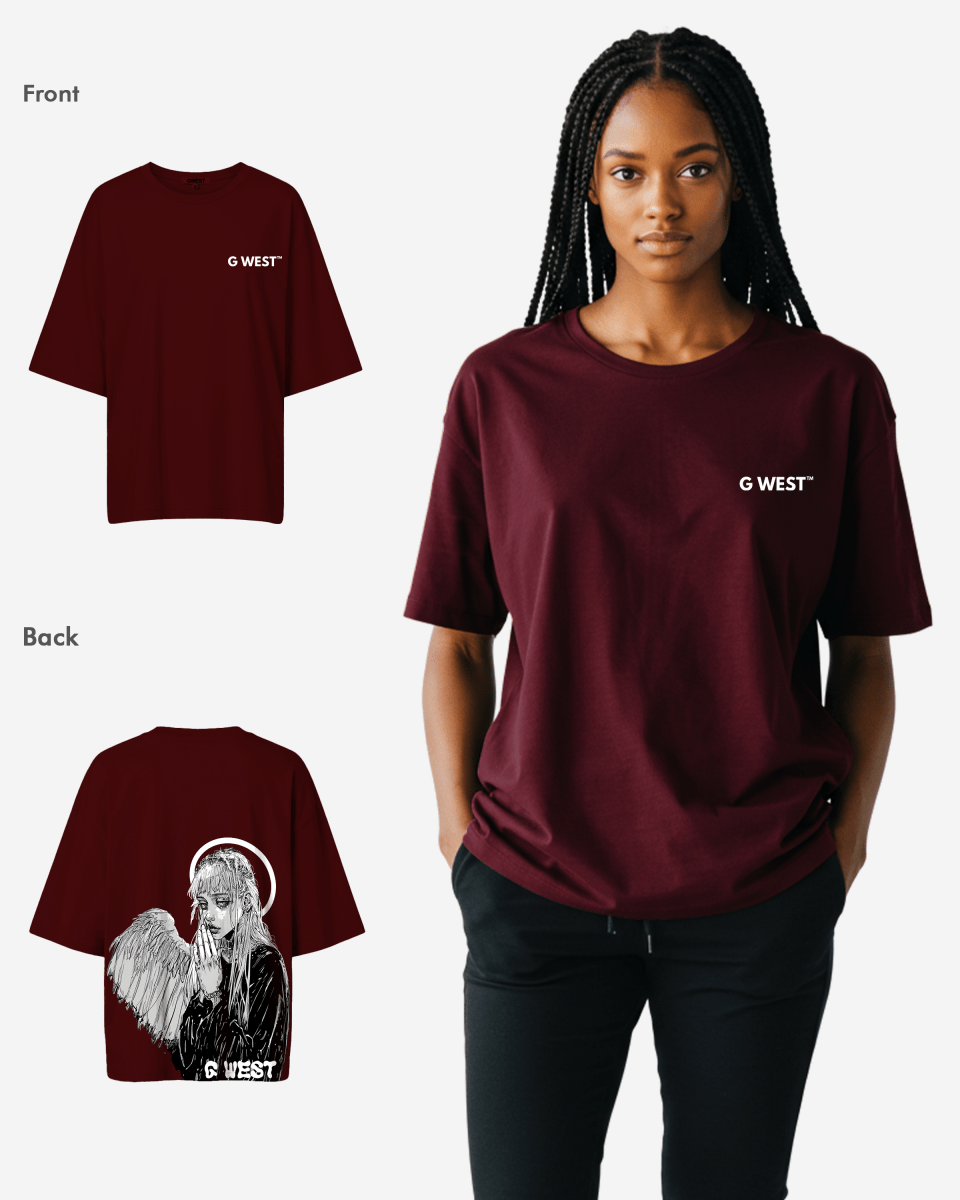 G West Womens Oversized Angel Girl Tee