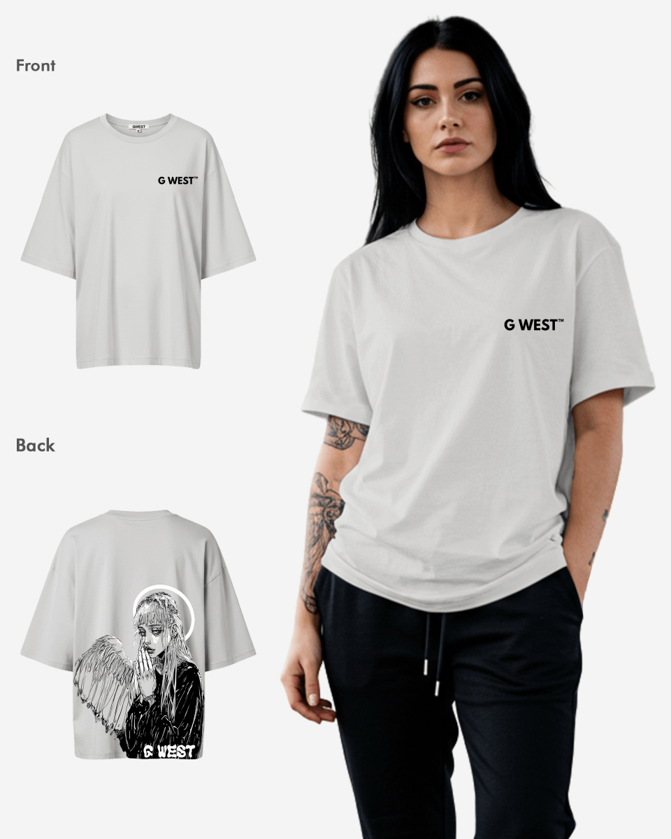 G West Womens Oversized Angel Girl Tee