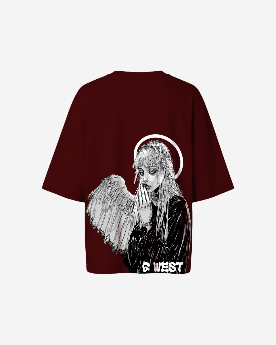 G West Womens Oversized Angel Girl Tee