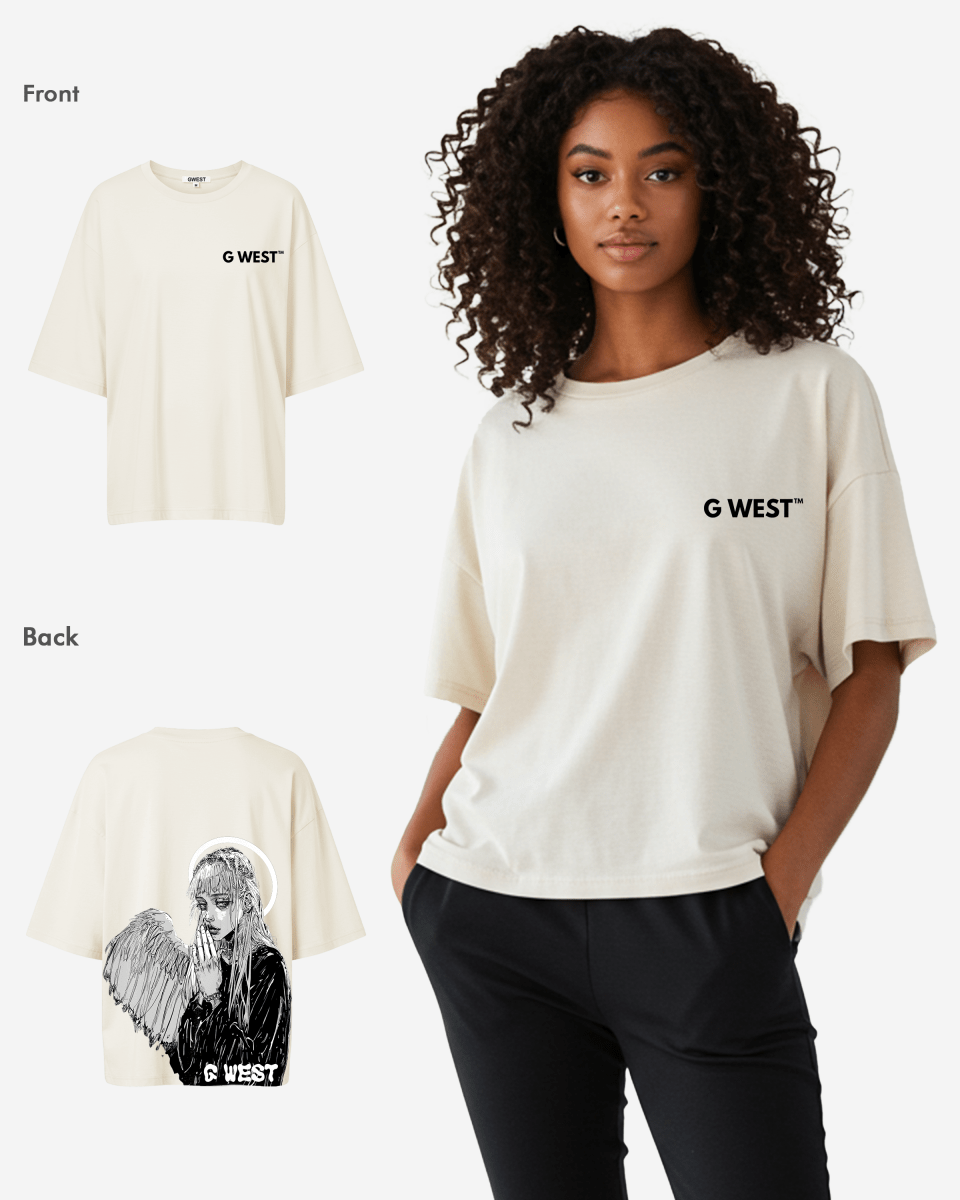 G West Womens Oversized Angel Girl Tee