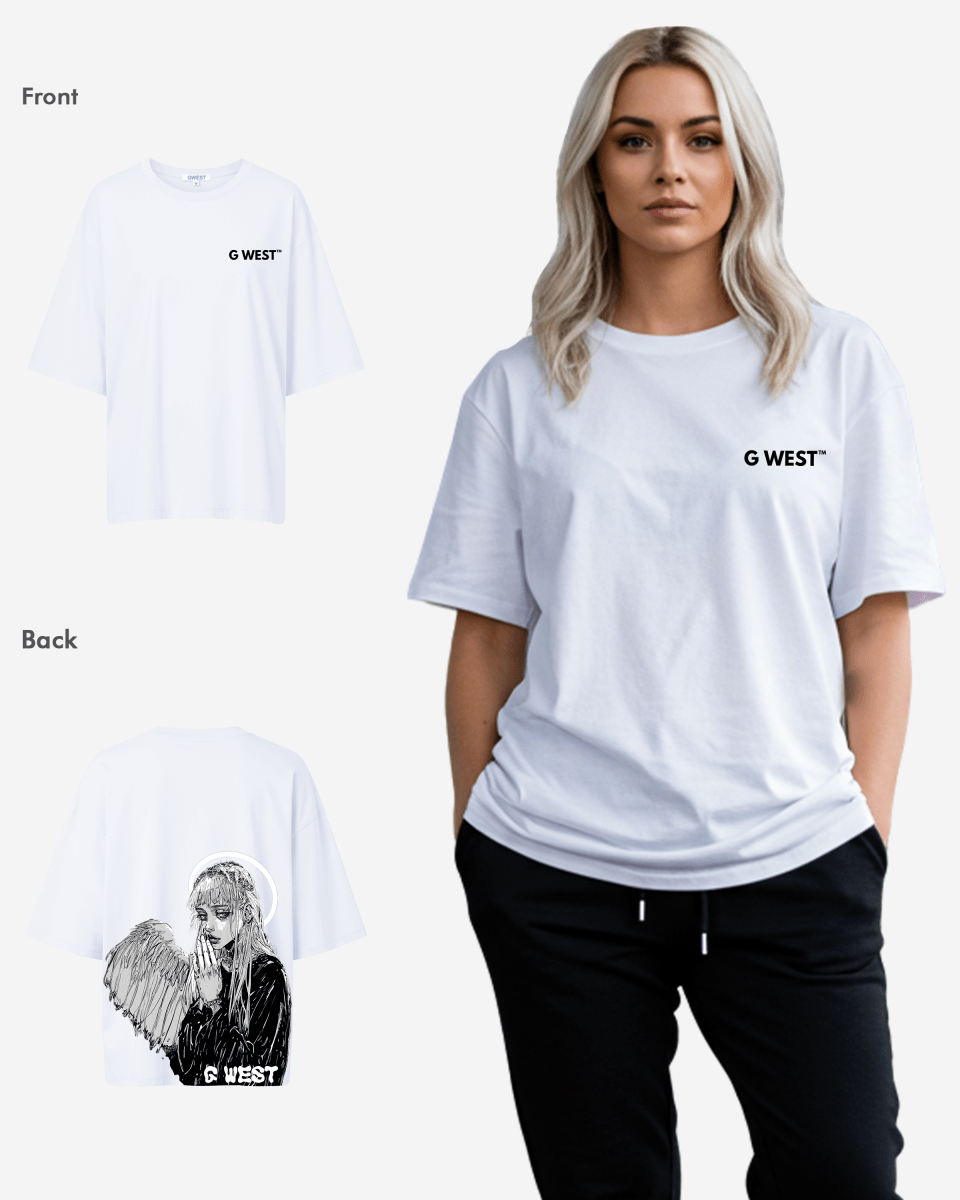 G West Womens Oversized Angel Girl Tee