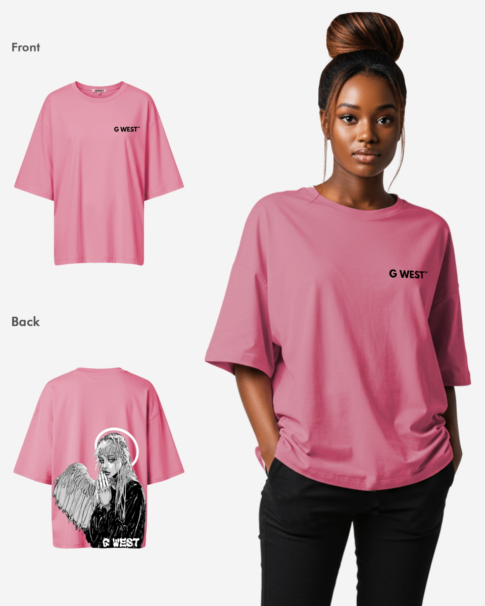 G West Womens Oversized Angel Girl Tee
