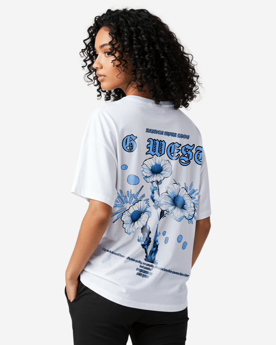 G West Womens Oversized Blue Garden Tee