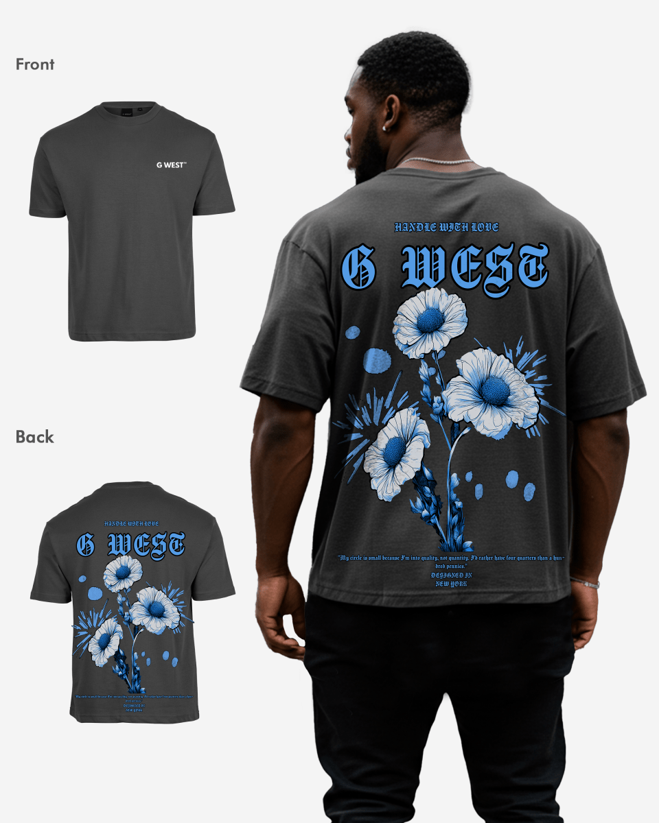 G West Mens Oversized Blue Garden Tee
