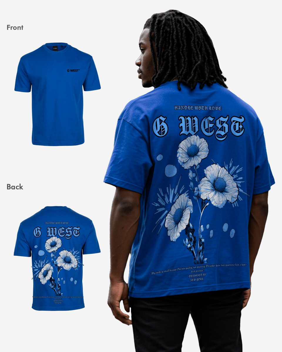 G West Mens Oversized Blue Garden Tee