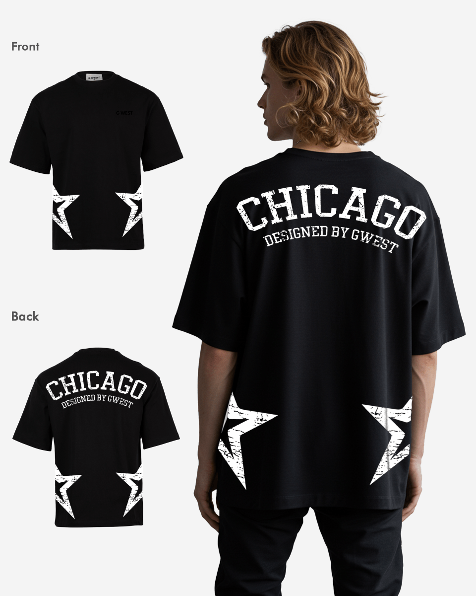 G West Mens Oversized Chicago Arch Logo Tee