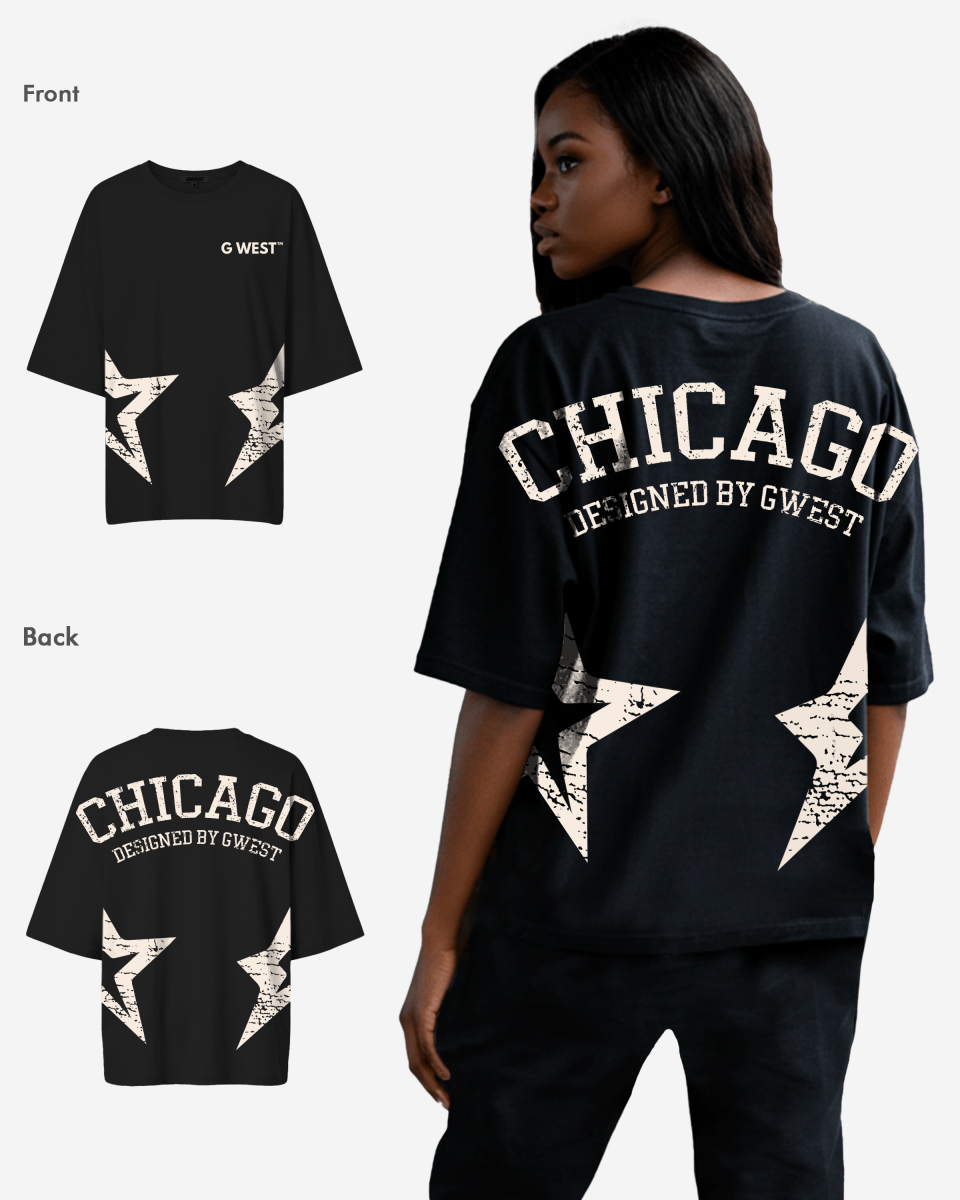 G West Womens Oversized Chicago Arch Logo Tee