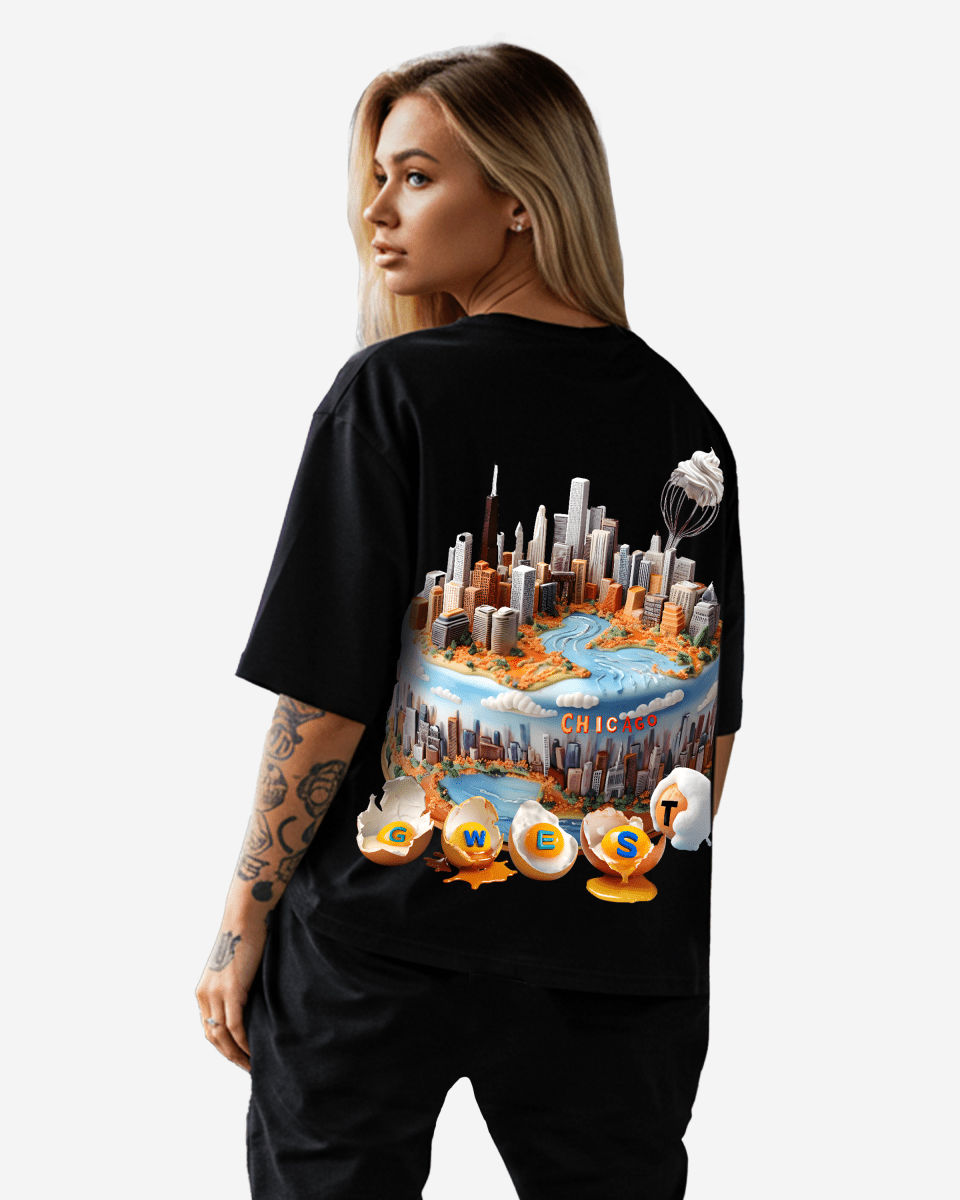 G West Womens OVERSIZED CHICAGO CAKE TEE