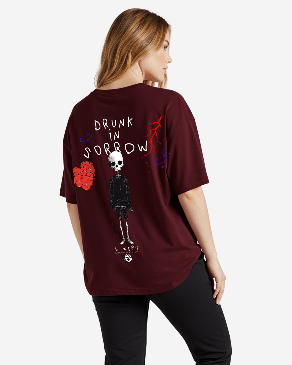 G West Womens Oversized Drunk In Sorrow Tee