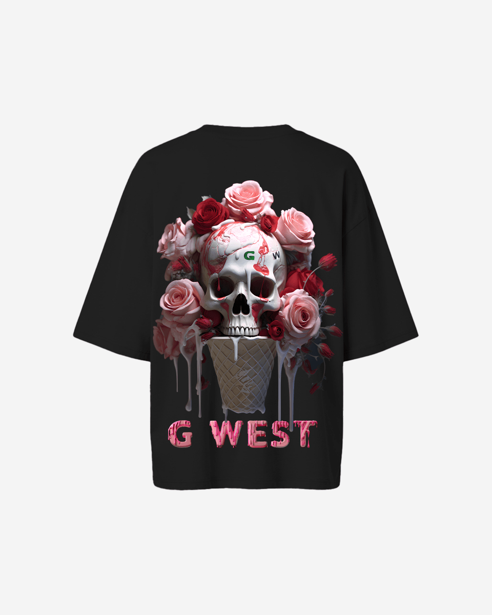 G West Womens Oversized Ice Cream Skull Tee