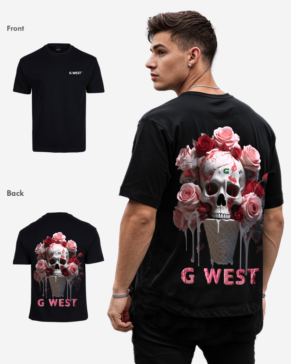 G West Mens Oversized Ice Cream Skull Tee