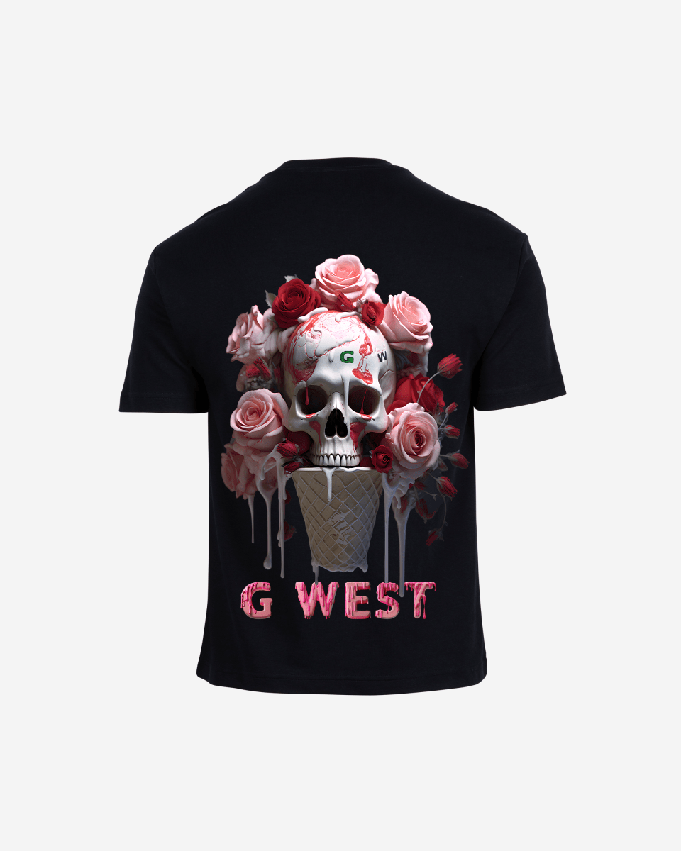 G West Mens Oversized Ice Cream Skull Tee