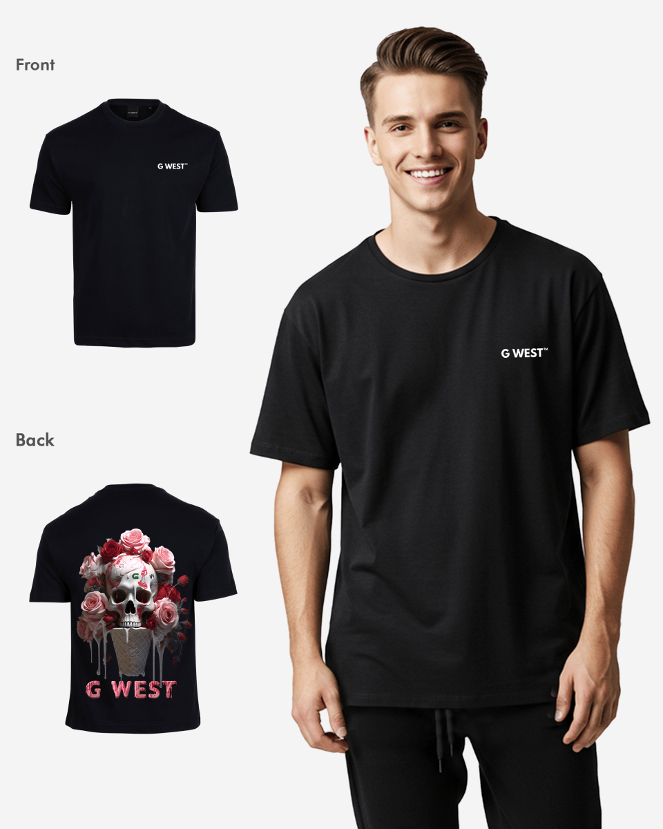 G West Mens Oversized Ice Cream Skull Tee