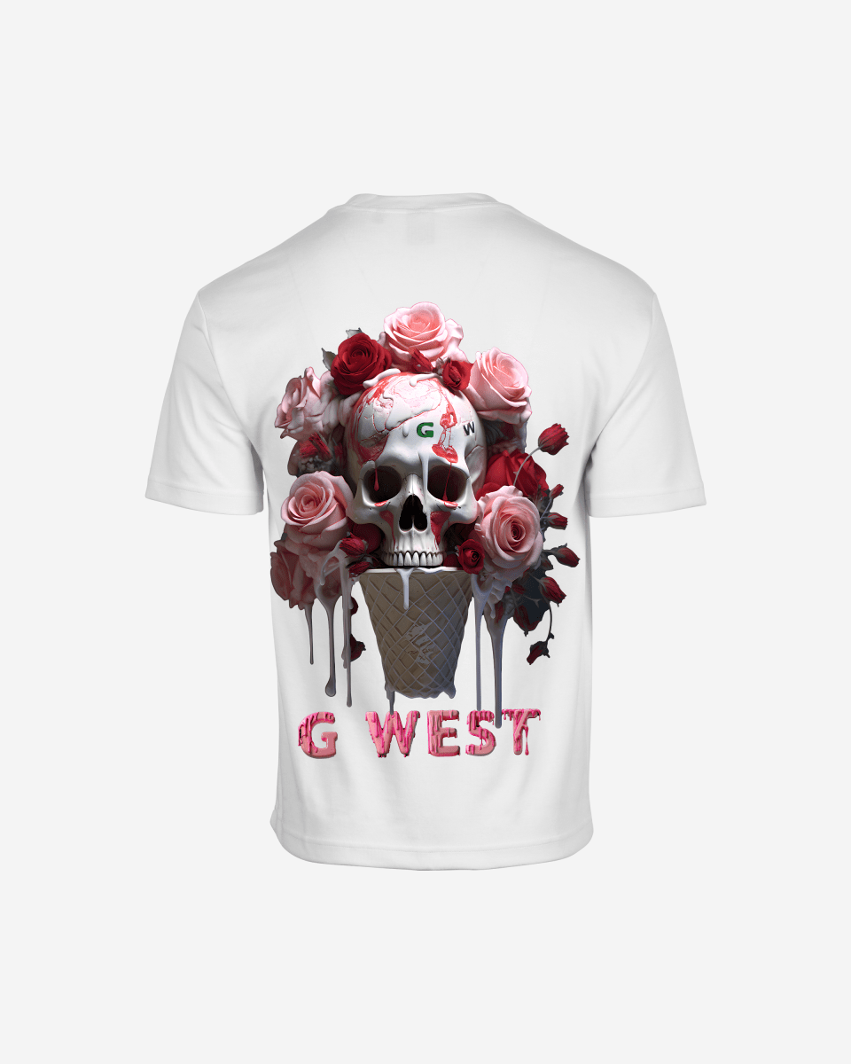 G West Mens Oversized Ice Cream Skull Tee