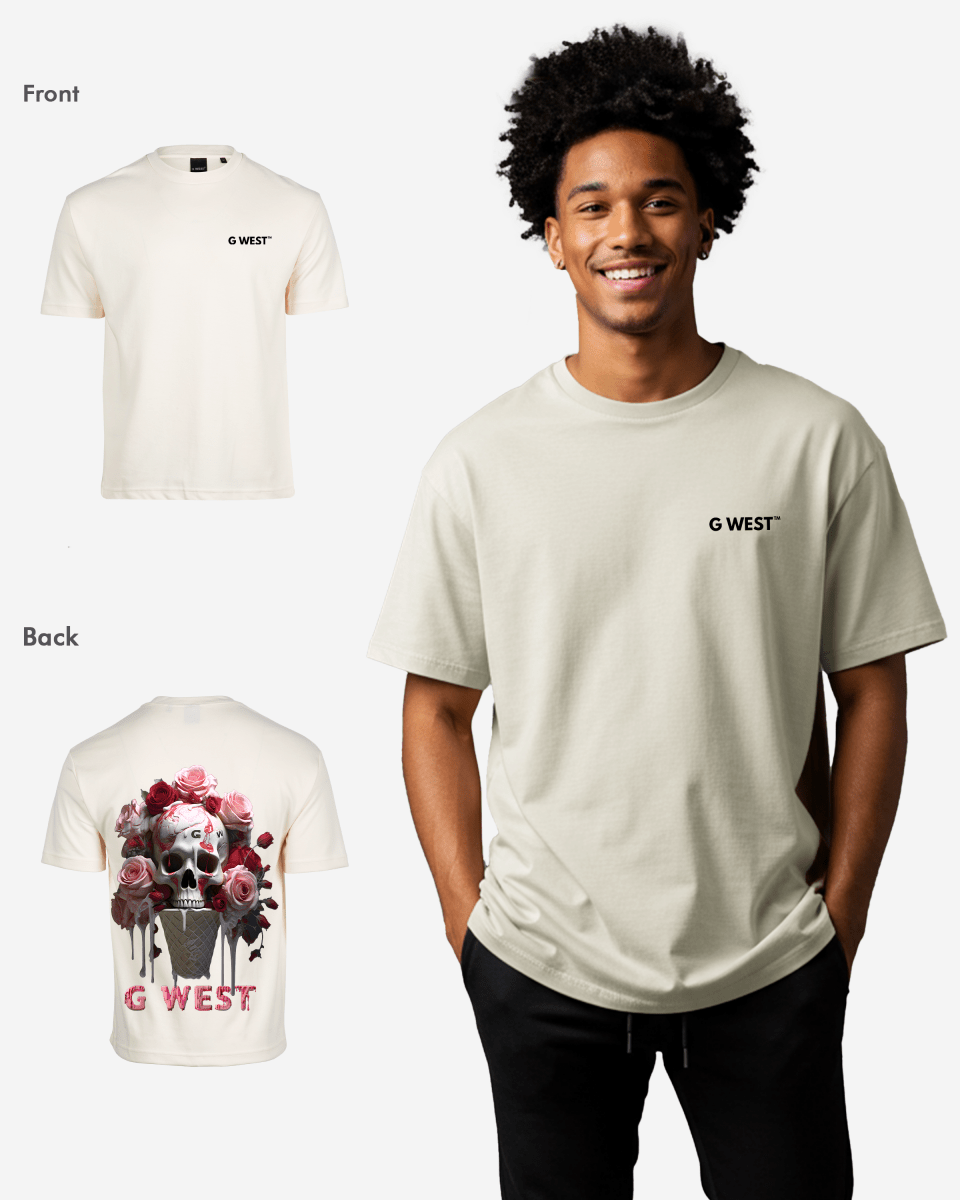 G West Mens Oversized Ice Cream Skull Tee