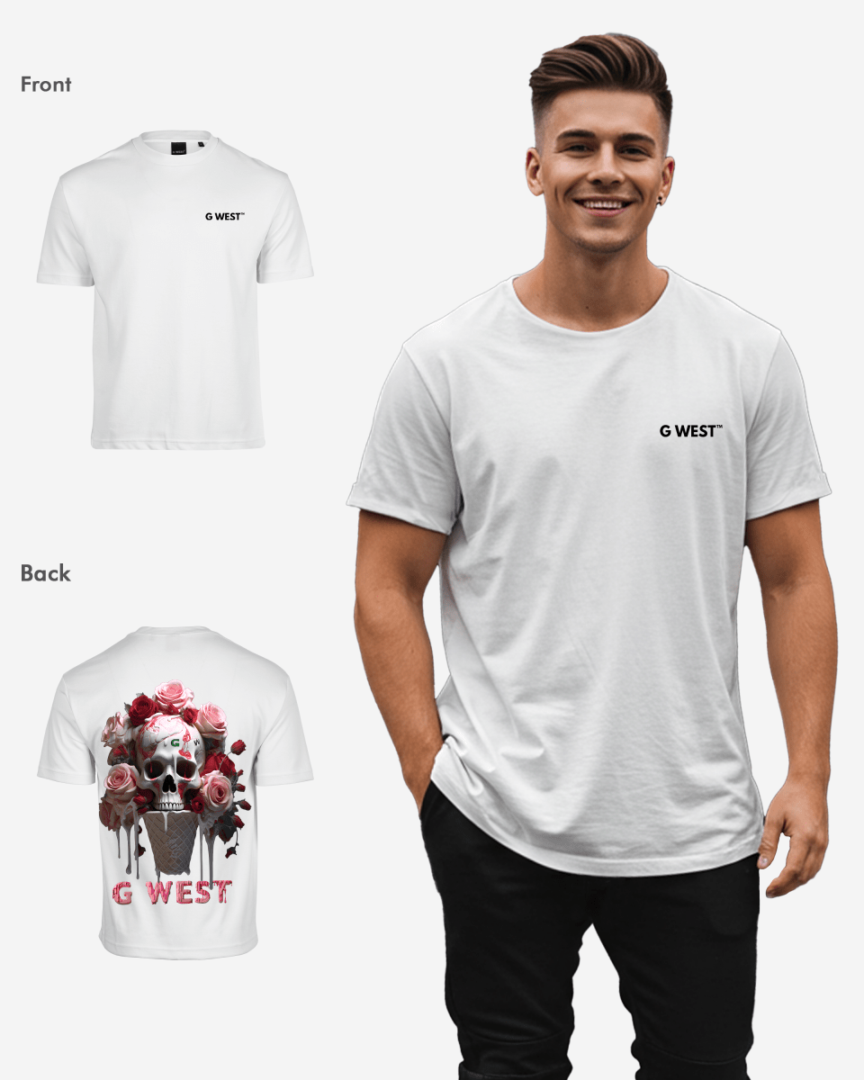 G West Mens Oversized Ice Cream Skull Tee