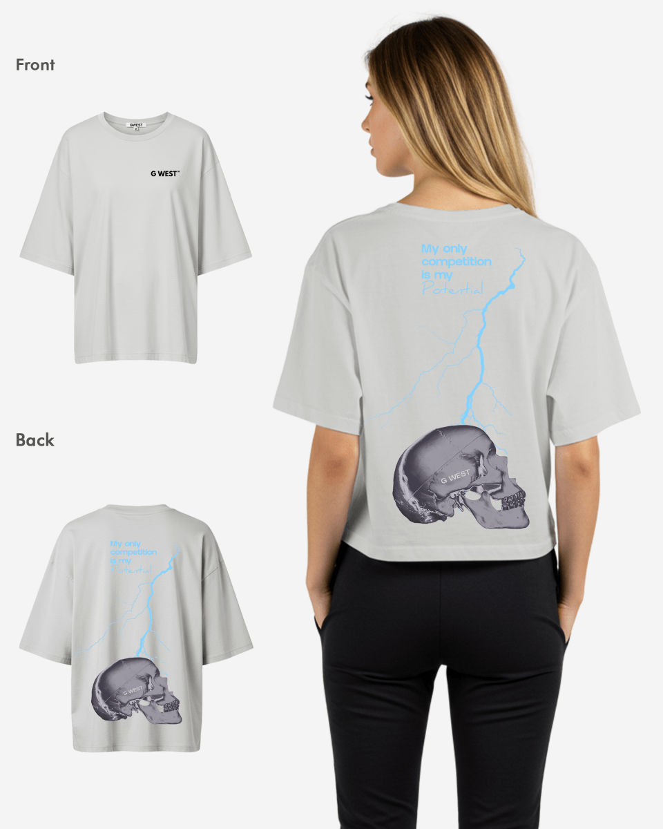 G West Womens Oversized Lighting Skull Tee