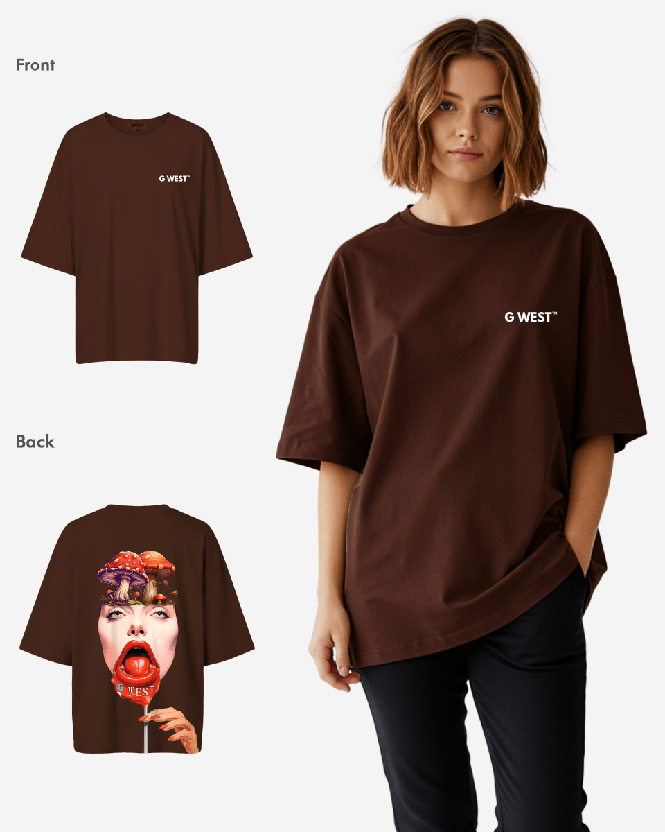 G West Womens Oversized Lollipop Mushroom Oversized Tee