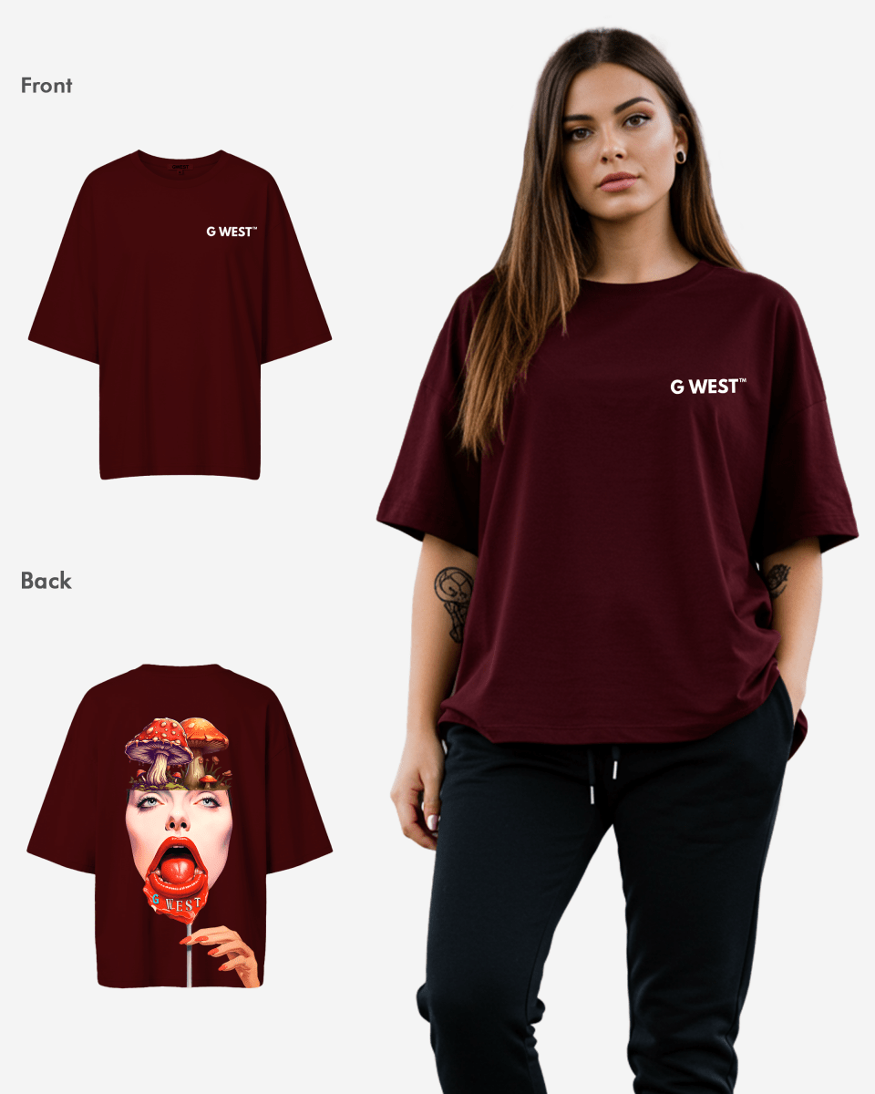 G West Womens Oversized Lollipop Mushroom Oversized Tee