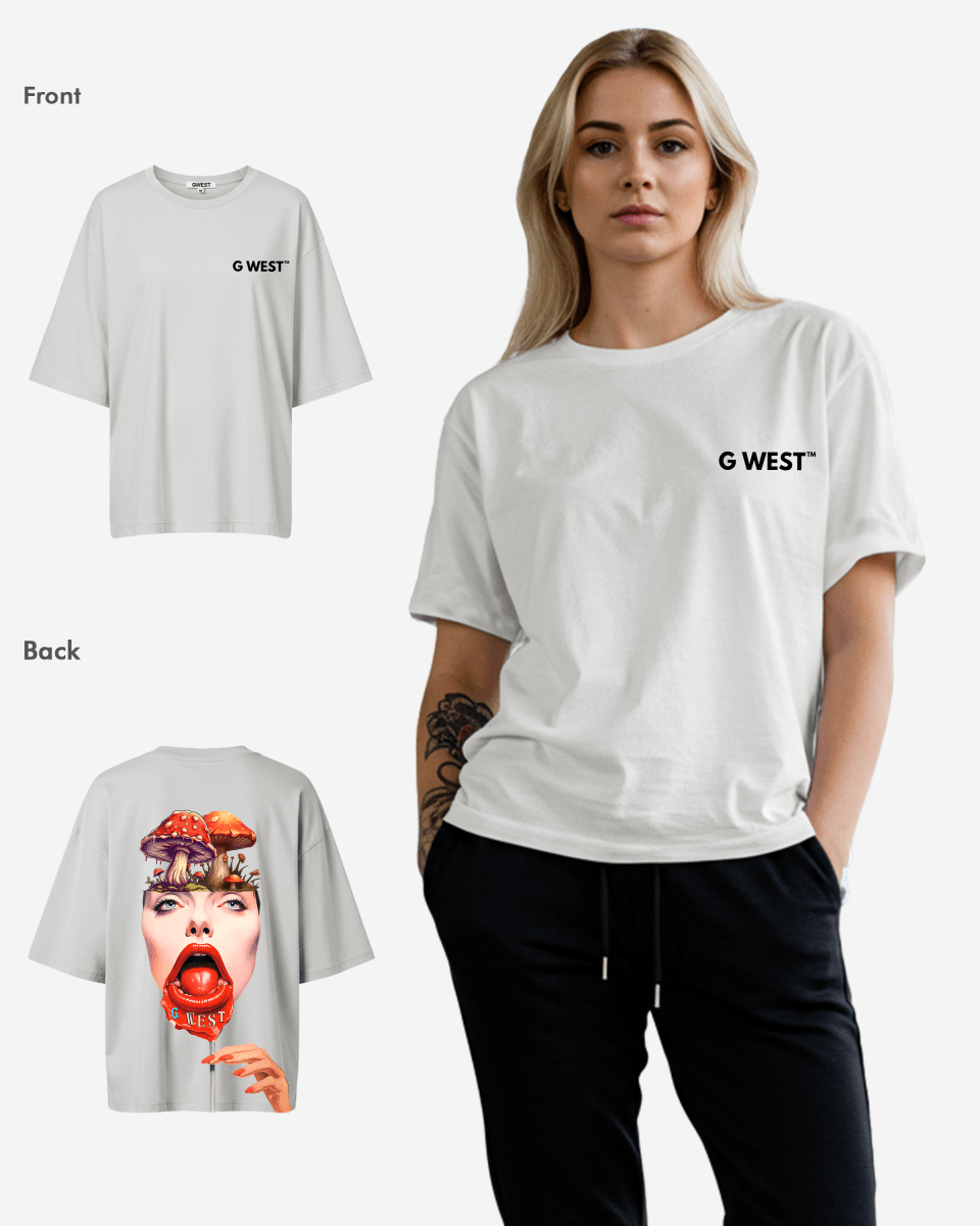 G West Womens Oversized Lollipop Mushroom Oversized Tee