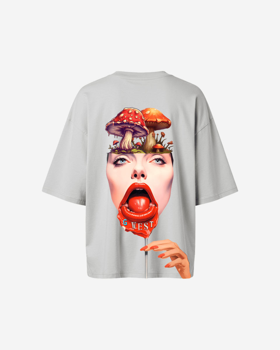 G West Womens Oversized Lollipop Mushroom Oversized Tee