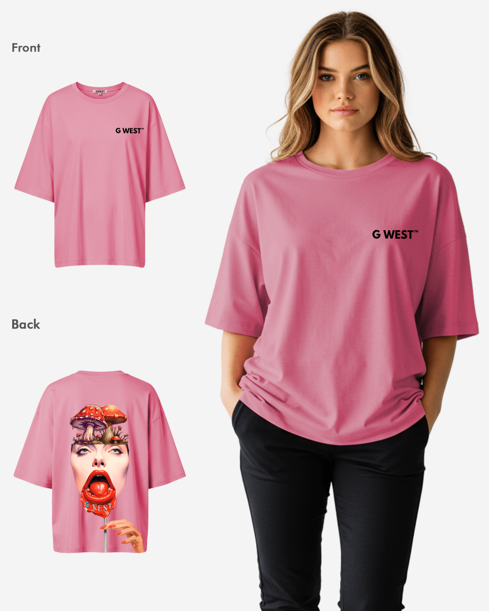 G West Womens Oversized Lollipop Mushroom Oversized Tee