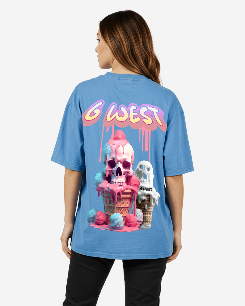 G West Womens Oversized Melting Ice Cream Tee